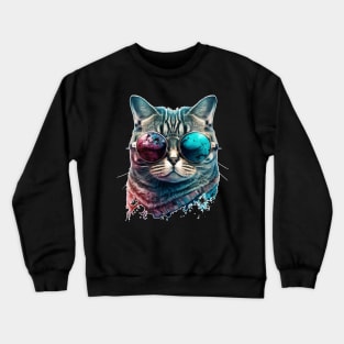 cute cat wearing glasses Crewneck Sweatshirt